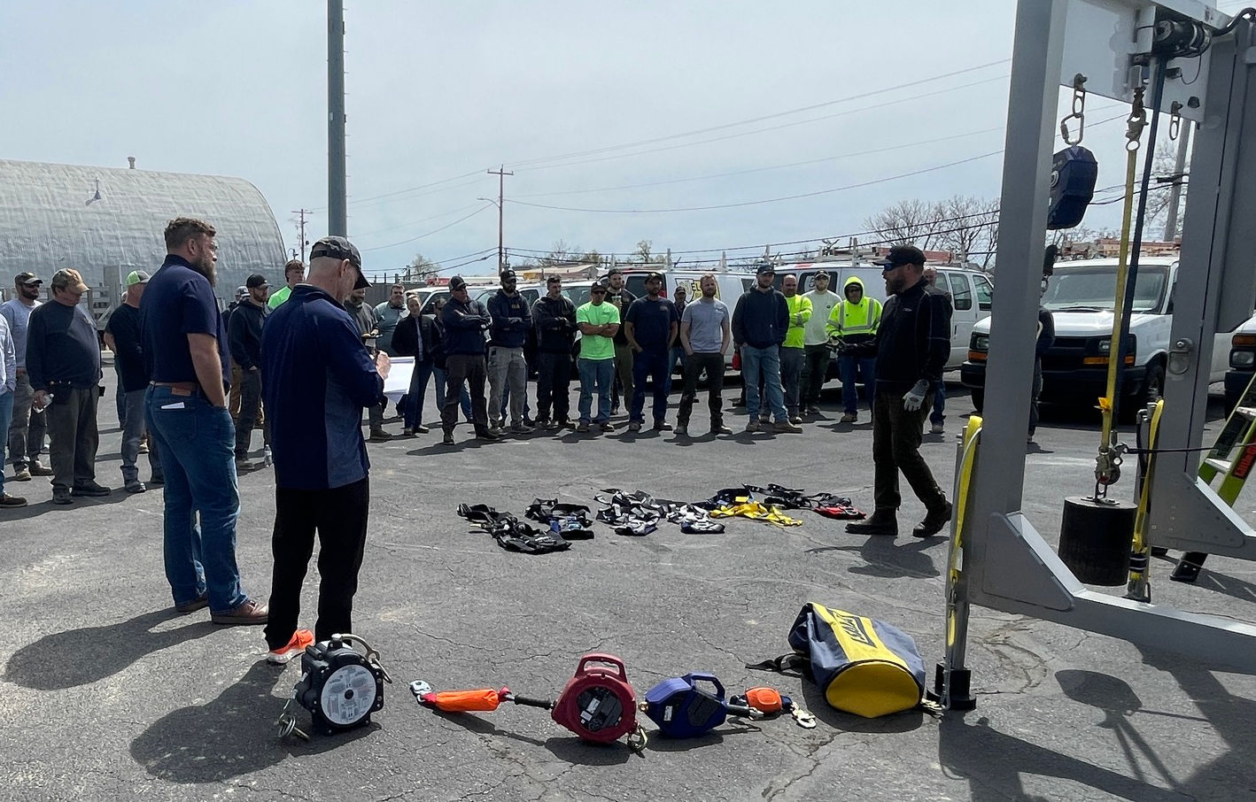 Jason Aarhus leads a safety training at Nelson Electric headquarters