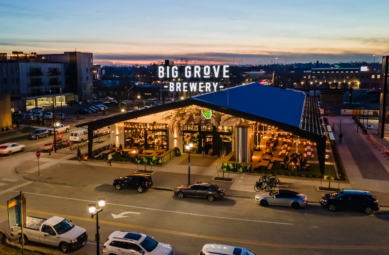 Big Grove in Cedar Rapids shown at night